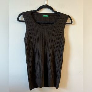 United Colors Of Benetton Brown 100 Percent Wool Ribbed Sleeveless Sweater Top